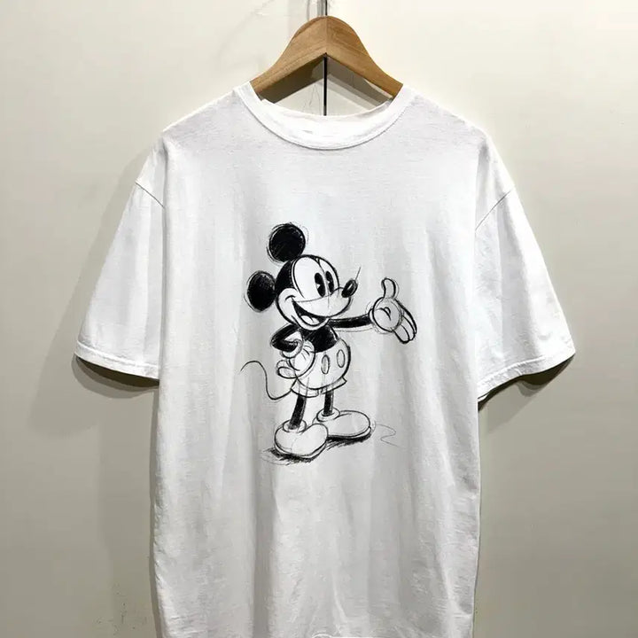 [BUNJANG] Disney Mickey Mouse Sketch Print Short Sleeve T-Shirt / 디즈니 미키마우스 스케치 프린팅 반팔 티셔츠