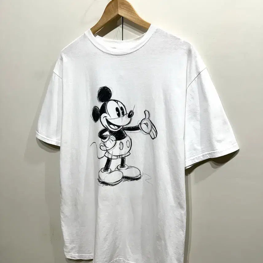 [BUNJANG] Disney Mickey Mouse Sketch Print Short Sleeve T-Shirt / 디즈니 미키마우스 스케치 프린팅 반팔 티셔츠