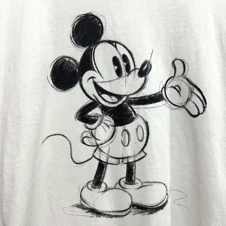 [BUNJANG] Disney Mickey Mouse Sketch Print Short Sleeve T-Shirt / 디즈니 미키마우스 스케치 프린팅 반팔 티셔츠