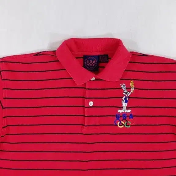 [BUNJANG] Warner Bros Bugs Bunny 1996 Atlanta Olympics Polo Shirt / 1996 애틀랜타 올림픽 벅스바니 반팔 카라티 S