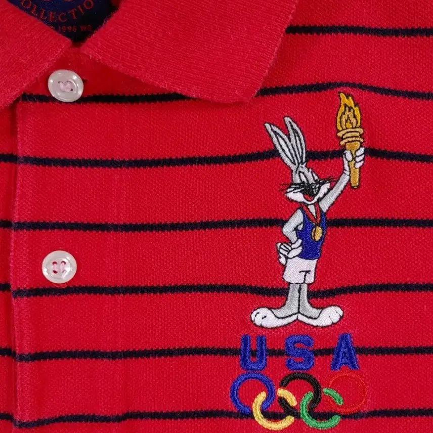 [BUNJANG] Warner Bros Bugs Bunny 1996 Atlanta Olympics Polo Shirt / 1996 애틀랜타 올림픽 벅스바니 반팔 카라티 S