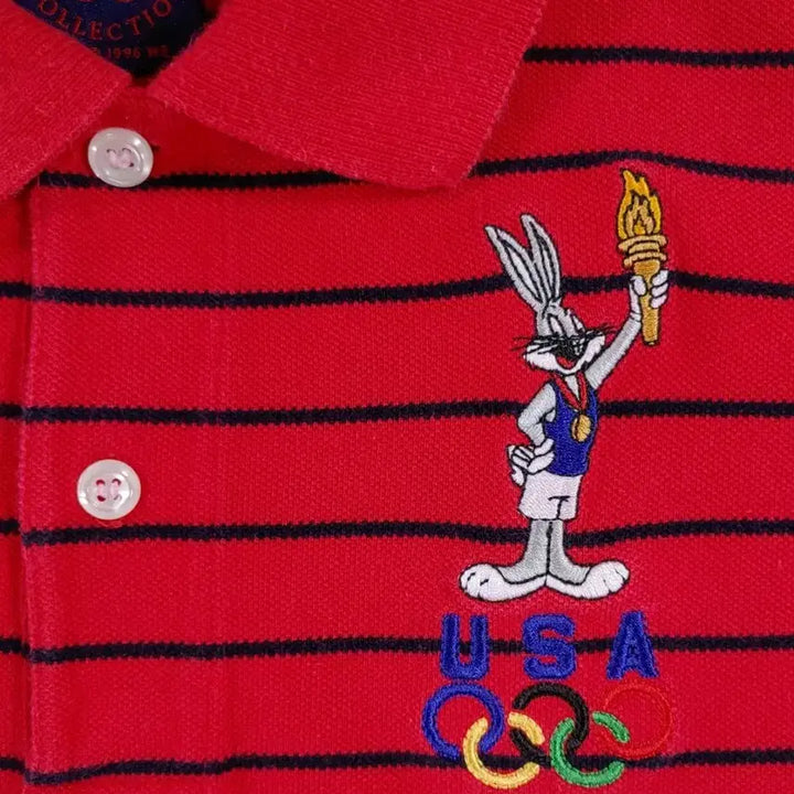 [BUNJANG] Warner Bros Bugs Bunny 1996 Atlanta Olympics Polo Shirt / 1996 애틀랜타 올림픽 벅스바니 반팔 카라티 S