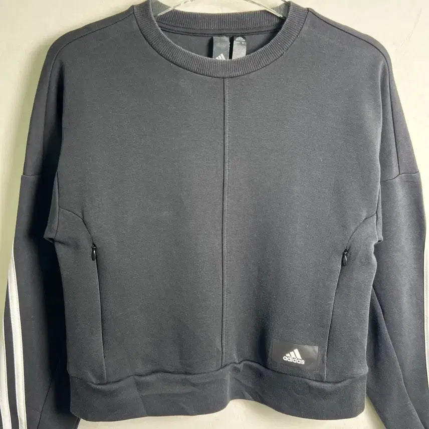 [BUNJANG] Adidas Black Crop Sweatshirt / 아디다스 삼선 블랙 크롭 맨투맨 S