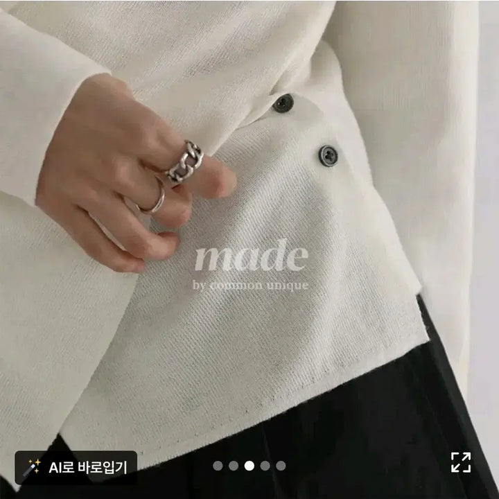 [BUNJANG] Common Unique Wrap Knit Long Sleeve Top / 새상품) 커먼유니크 버튼 랩 니트 긴팔티 에이블리