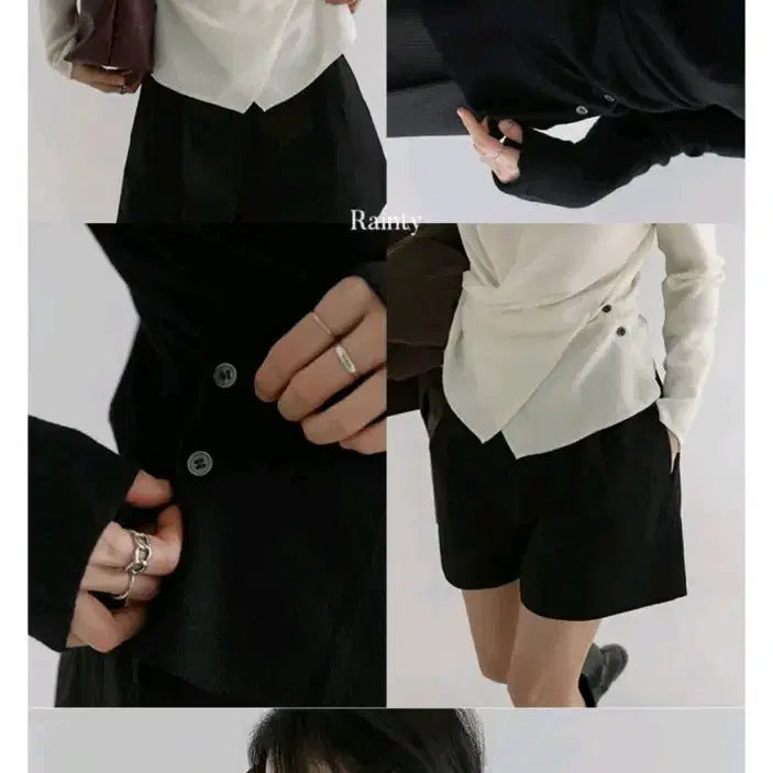 [BUNJANG] Common Unique Wrap Knit Long Sleeve Top / 새상품) 커먼유니크 버튼 랩 니트 긴팔티 에이블리