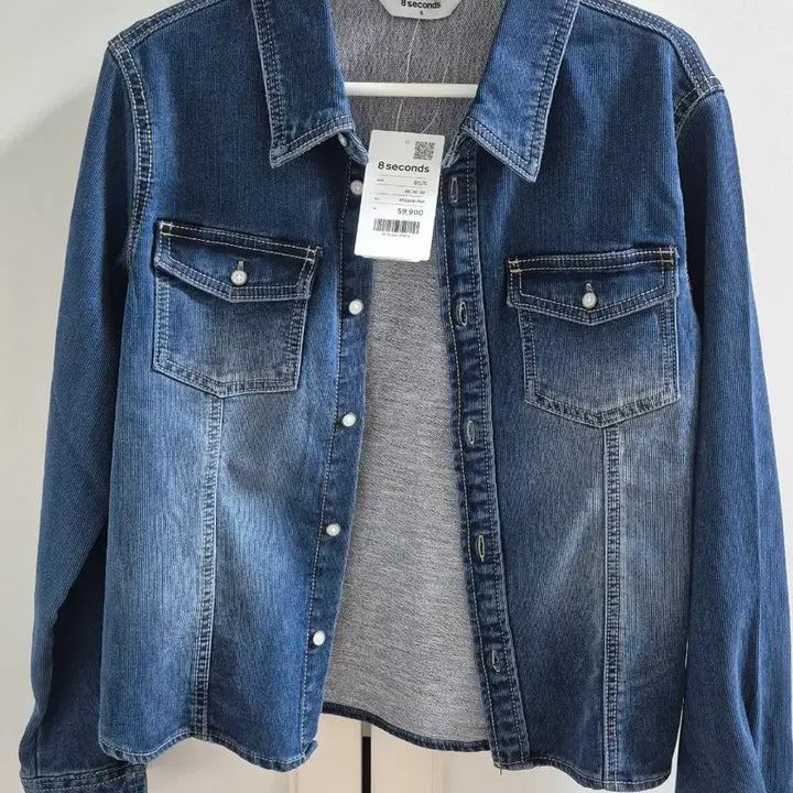 [BUNJANG] 8 Seconds Corduroy Detail Denim Shirt (S) / 에잇세컨즈 골 텍스처 데님 셔츠 골덴셔츠 데님셔츠 S 새상품