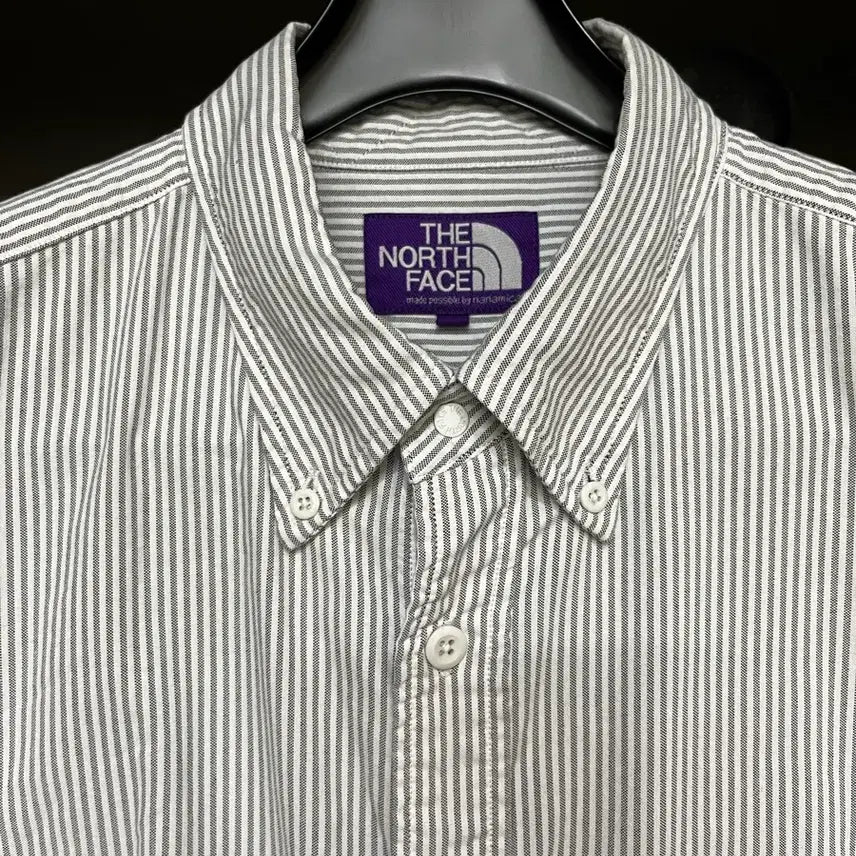 [SOLD OUT] 노스페이스 퍼플 라벨 스트라이프 버튼다운 필드 셔츠 아스팔트 그레이