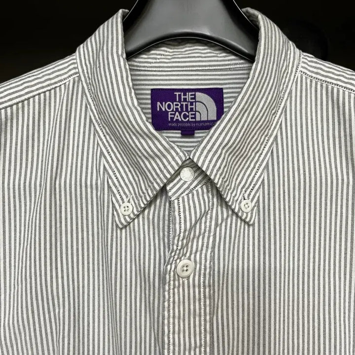 [SOLD OUT] 노스페이스 퍼플 라벨 스트라이프 버튼다운 필드 셔츠 아스팔트 그레이