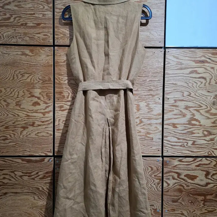 [BUNJANG] Brown Linen Belted Long Dress Vest / 브라운 린넨 벨티드 롱 원피스 조끼5