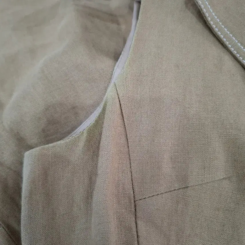 [BUNJANG] Brown Linen Belted Long Dress Vest / 브라운 린넨 벨티드 롱 원피스 조끼5