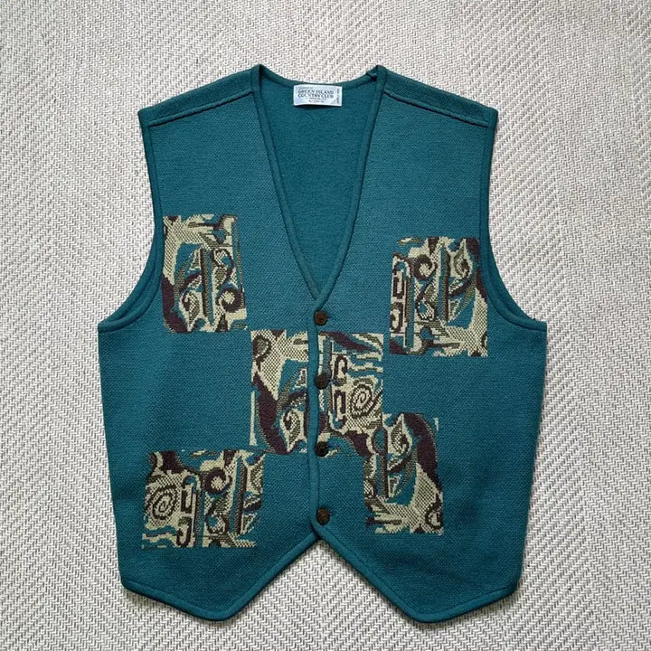 [BUNJANG] Vintage Green Iceland USA Ethnic Vest / 빈티지 그린아이슬란드 usa 에스닉 베스트