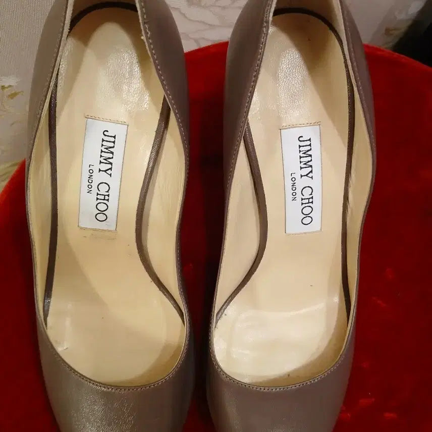 [BUNJANG] Jimmy Choo Evelyn Open-Toe Pumps Gray Brown Heels / 236. 지미추 에블린 오픈토 펌프스 힐 그레이 브라운 240사이즈
