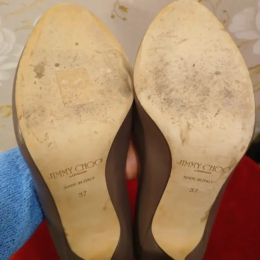 [BUNJANG] Jimmy Choo Evelyn Open-Toe Pumps Gray Brown Heels / 236. 지미추 에블린 오픈토 펌프스 힐 그레이 브라운 240사이즈