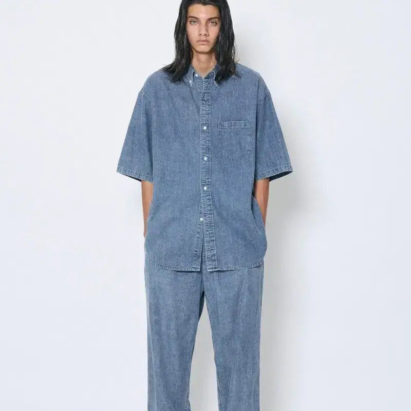 [SOLD OUT] 파르티멘토 스톤 워싱 데님 블루 셔츠 XL 팬츠 L 셋업