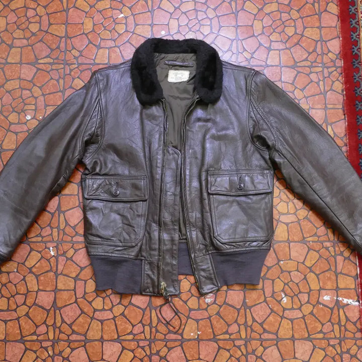 [BUNJANG] US Navy G-1 Flight Jacket (1976) - Imperial Leather &amp; Sportswear Inc. - Vintage / [L] 1976년 미해군 US Navy G-1 플라이트 자켓 오리지널