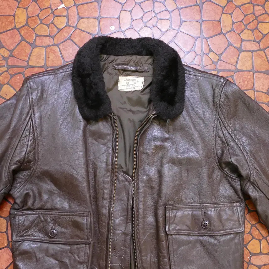 [BUNJANG] US Navy G-1 Flight Jacket (1976) - Imperial Leather &amp; Sportswear Inc. - Vintage / [L] 1976년 미해군 US Navy G-1 플라이트 자켓 오리지널