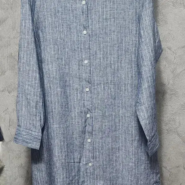 [SOLD OUT] 헨리넥 스트라이프 린넨 셔츠 원피스