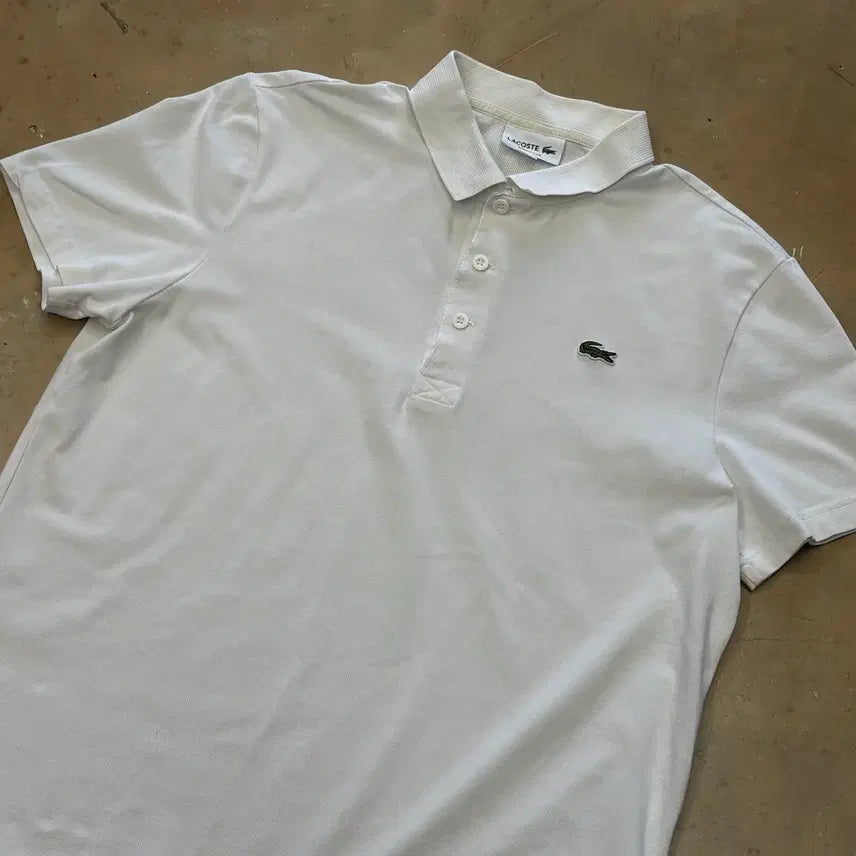 [BUNJANG] Lacoste Regular Fit White Collar Short Sleeve T-shirt / L 라코스테 레귤러핏 화이트 카라반팔티
