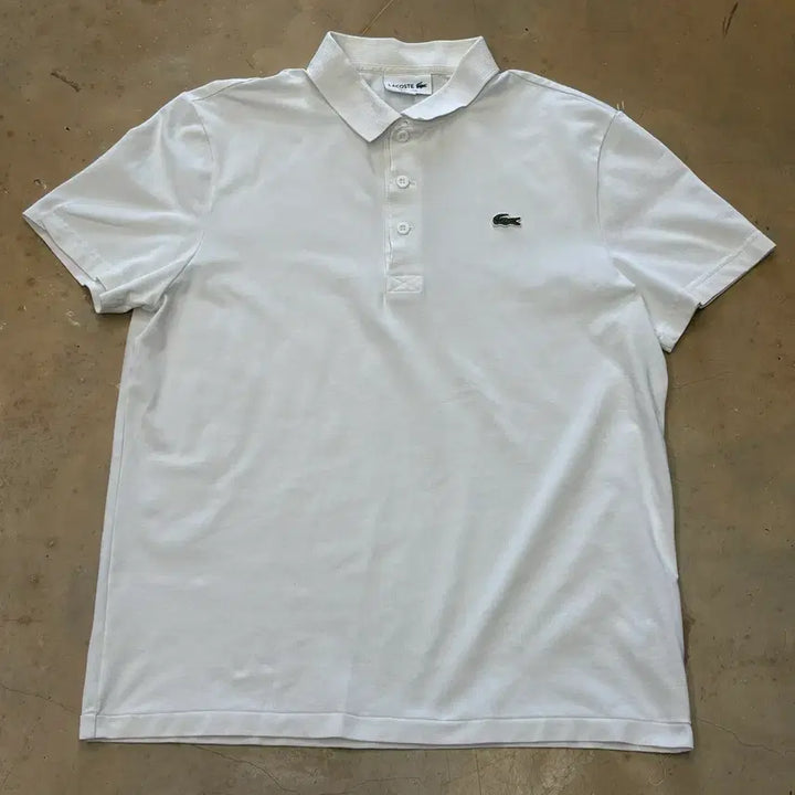 [BUNJANG] Lacoste Regular Fit White Collar Short Sleeve T-shirt / L 라코스테 레귤러핏 화이트 카라반팔티