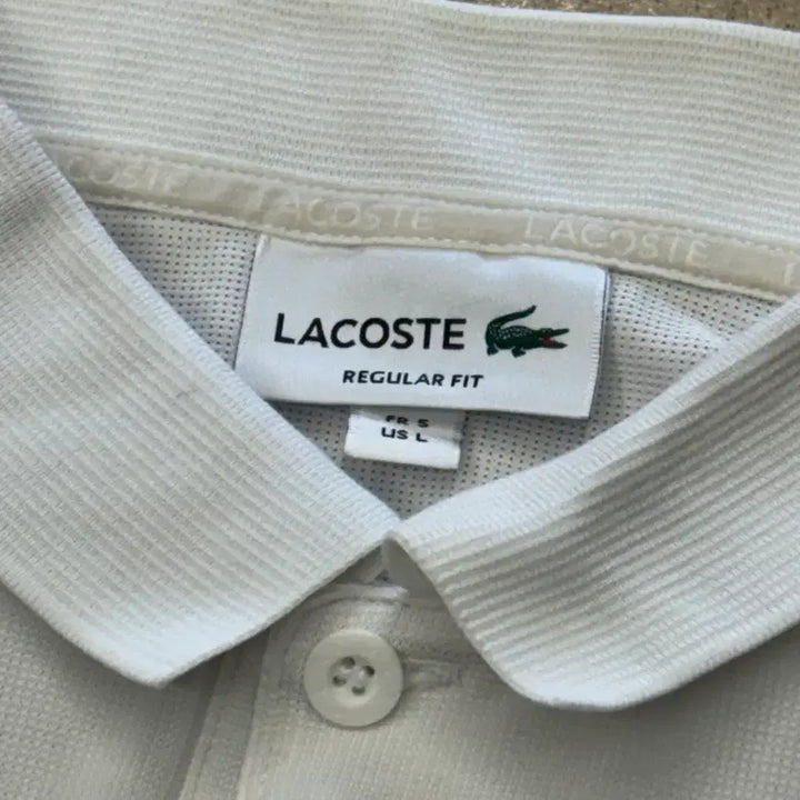 [BUNJANG] Lacoste Regular Fit White Collar Short Sleeve T-shirt / L 라코스테 레귤러핏 화이트 카라반팔티