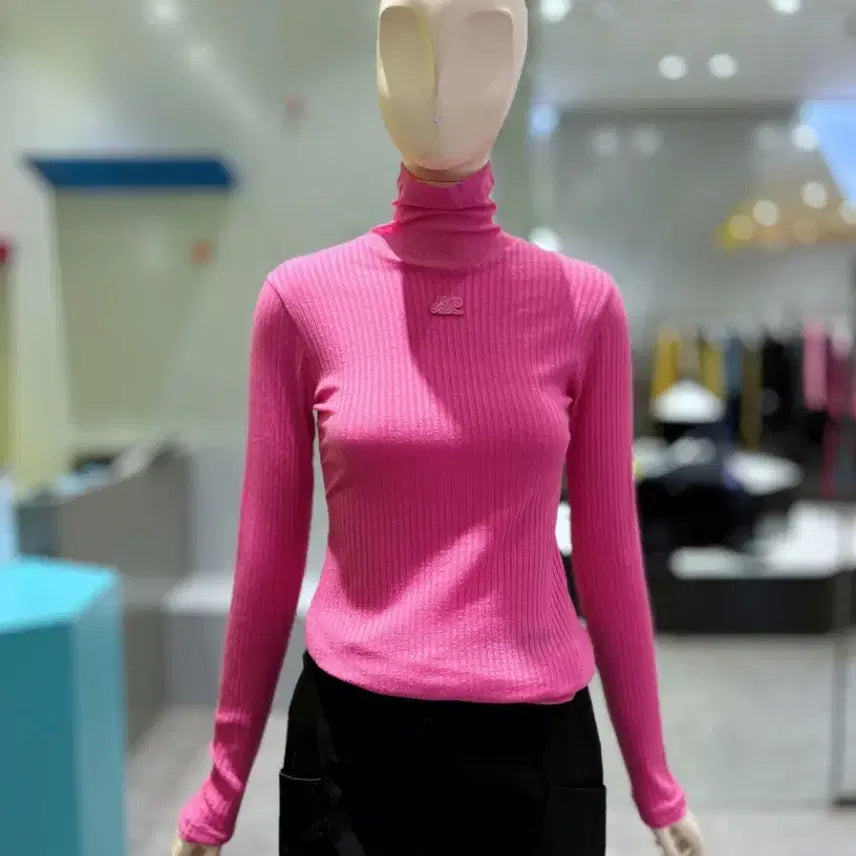 [BUNJANG] Lucky Chouette Pink Ribbed Knit Top / 럭키슈에뜨 핑크색 골지 티셔츠 36