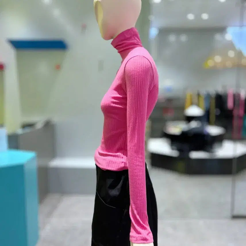 [BUNJANG] Lucky Chouette Pink Ribbed Knit Top / 럭키슈에뜨 핑크색 골지 티셔츠 36