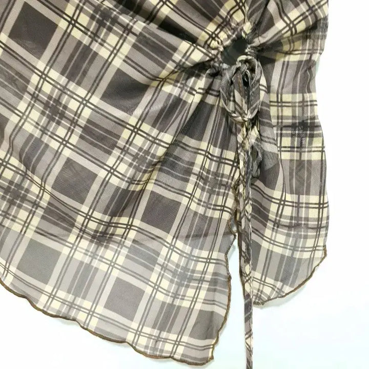 [BUNJANG] SHEIN Checkered Crop Top / 쉬인 체크 언발 크롭 탑 L_S1943