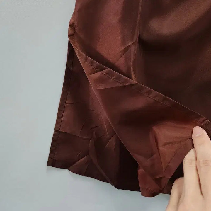 [BUNJANG] Vintage Y2K Minimalist Satin Brown Skirt / 빈티지 Y2K 미니멀 새틴 브라운 스커트
