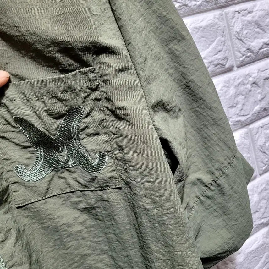 [SOLD OUT] 올리브 그린 레이스 반팔 셔츠