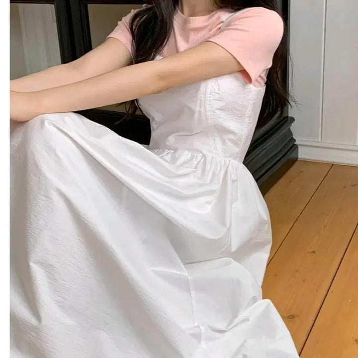 [SOLD OUT] 새상품) 에이블리 화이트 뷔스티에 롱 원피스