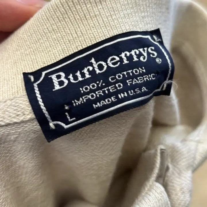 [BUNJANG] Burberry Cotton Short Sleeve T-shirt / XL 버버리 MADE IN USA 코튼 카라반팔티