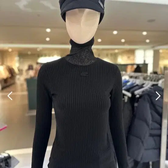 [BUNJANG] Lucky Chouette Black Ribbed T-shirt (Size 36) / 럭키슈에뜨 블랙 골지 티셔츠 36