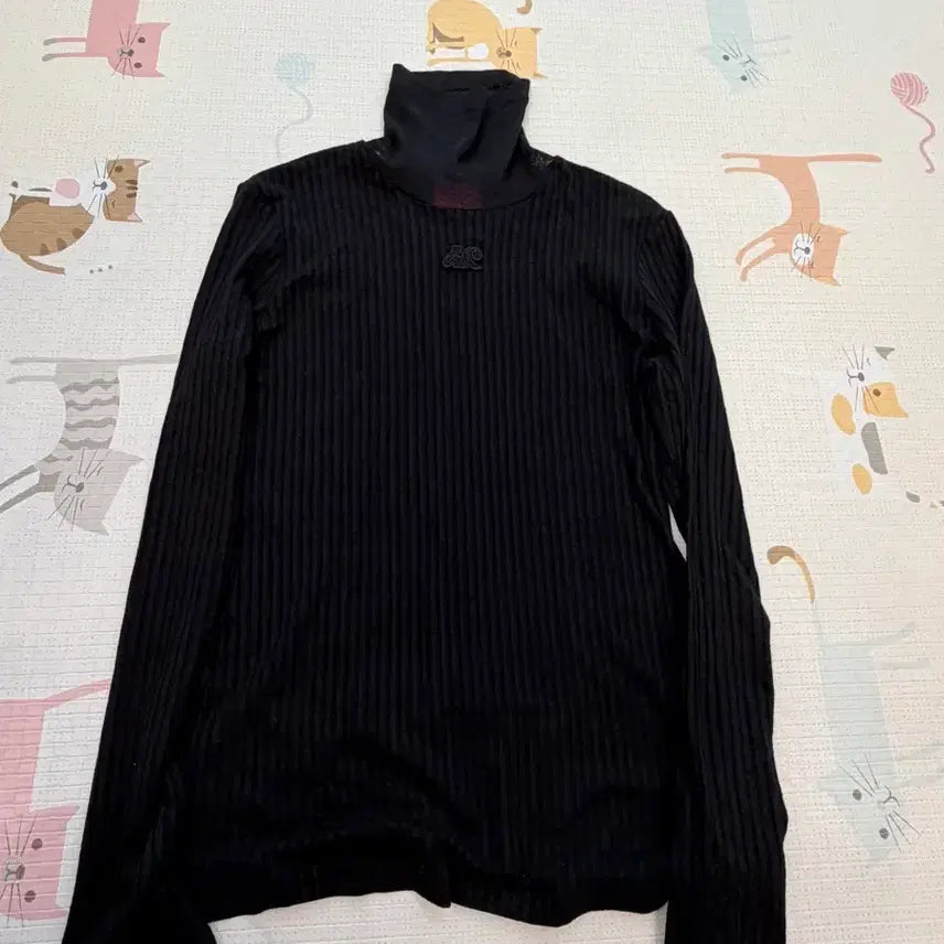 [BUNJANG] Lucky Chouette Black Ribbed T-shirt (Size 36) / 럭키슈에뜨 블랙 골지 티셔츠 36