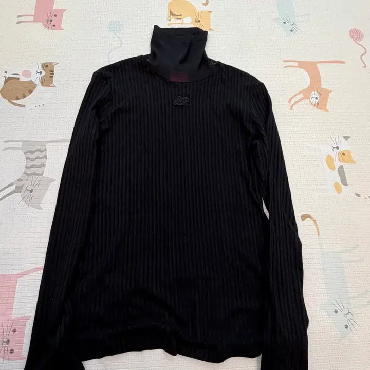 [BUNJANG] Lucky Chouette Black Ribbed T-shirt (Size 36) / 럭키슈에뜨 블랙 골지 티셔츠 36