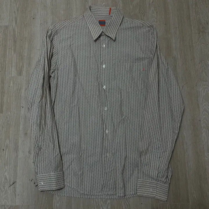 [SOLD OUT] 휴고 보스 오렌지 라벨 스트라이프 포켓 긴팔셔츠 [베이지] L/100