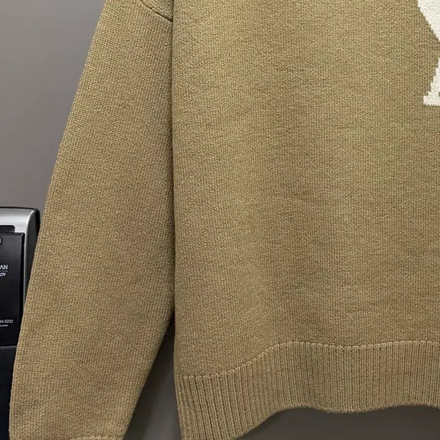 [BUNJANG] Ami Virgin Wool Intarsia Knit Beige M / 아미 버진울 인타르시아 니트 베이지 M