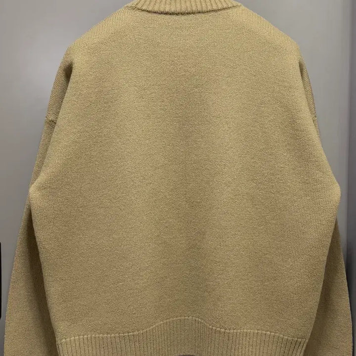 [BUNJANG] Ami Virgin Wool Intarsia Knit Beige M / 아미 버진울 인타르시아 니트 베이지 M