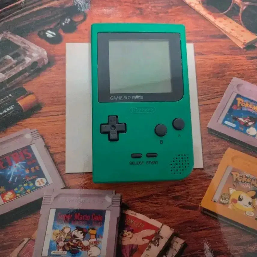 [BUNJANG] Nintendo Game Boy Pocket Green (IPS Screen Mod) + 5 Random Cartridges / 닌텐도 게임보이 포켓 그린( IPS 액정 개조)+알팩 5개