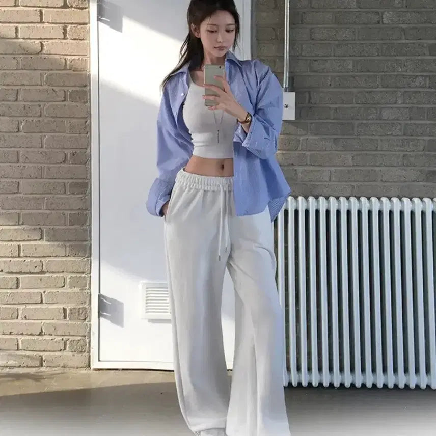 [BUNJANG] Holi Bien Basic Wide Training Pants (Ivory) / 홀리 비엔 사계절 베이직 와이드 트레이닝팬츠 신상 새상품 (아이보리)