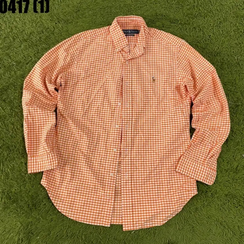 [BUNJANG] Polo Ralph Lauren Orange Checkered Shirt / 폴로 랄프로렌 오렌지 체크셔츠 남방 긴팔 S