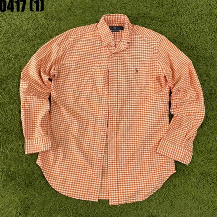 [BUNJANG] Polo Ralph Lauren Orange Checkered Shirt / 폴로 랄프로렌 오렌지 체크셔츠 남방 긴팔 S