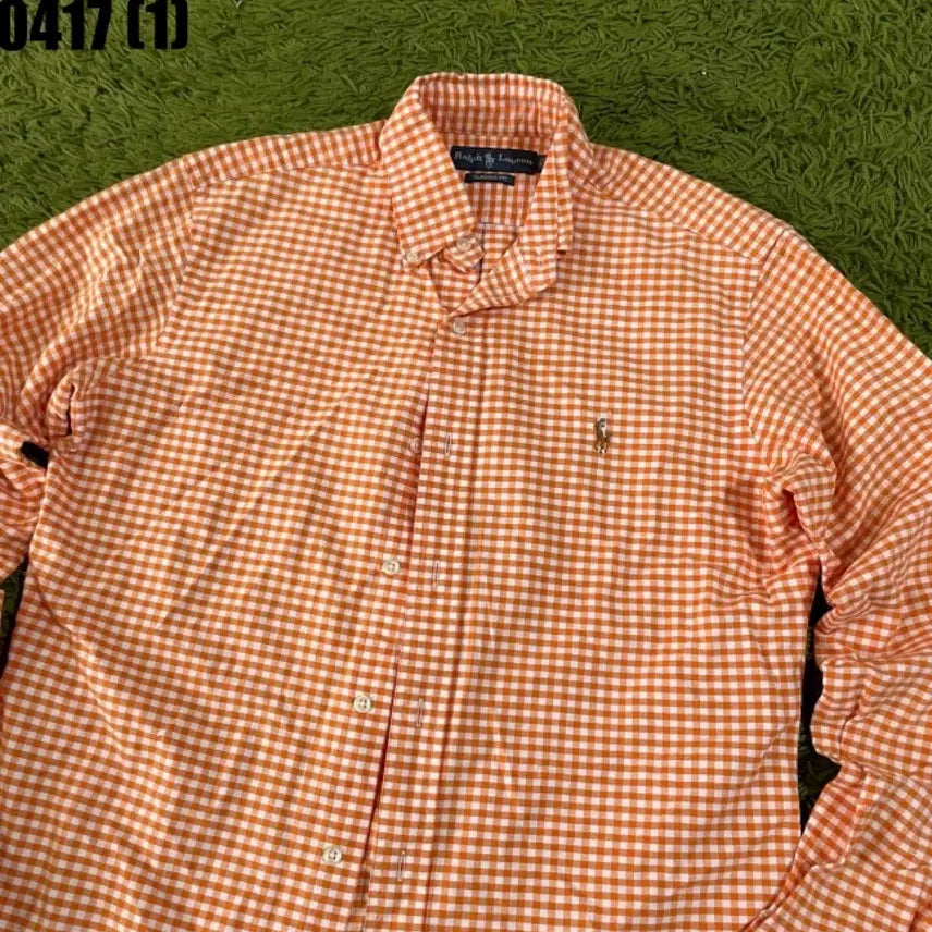 [BUNJANG] Polo Ralph Lauren Orange Checkered Shirt / 폴로 랄프로렌 오렌지 체크셔츠 남방 긴팔 S