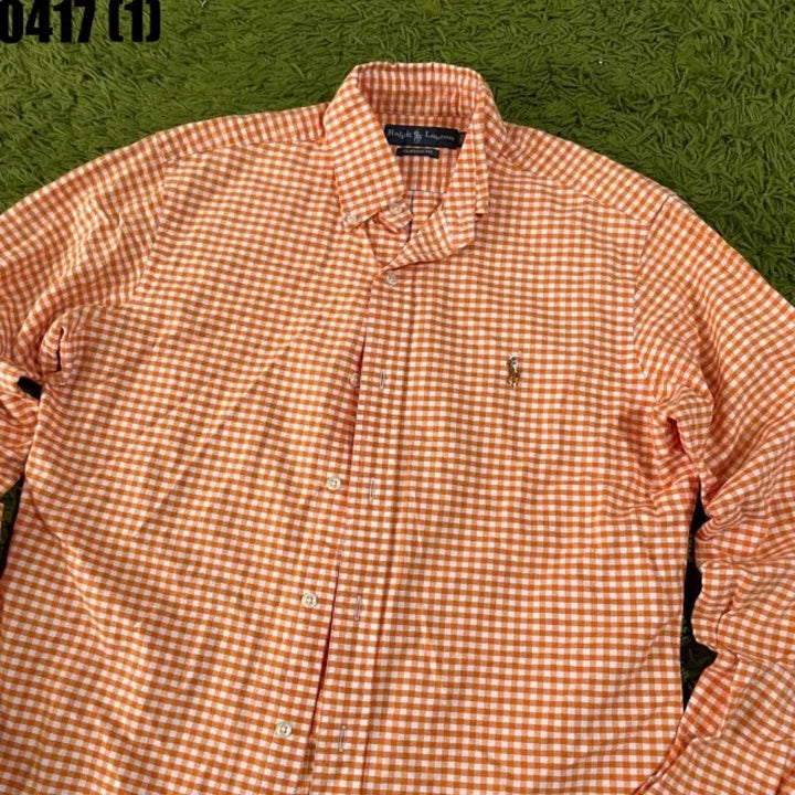 [BUNJANG] Polo Ralph Lauren Orange Checkered Shirt / 폴로 랄프로렌 오렌지 체크셔츠 남방 긴팔 S