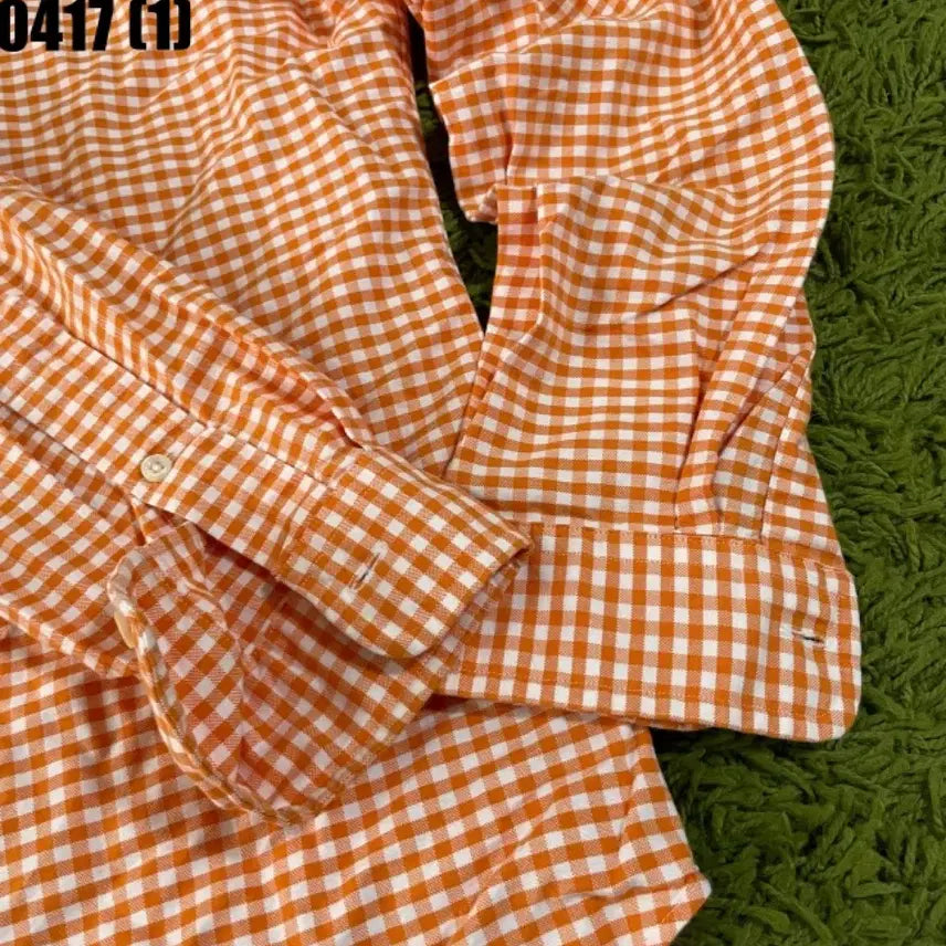 [BUNJANG] Polo Ralph Lauren Orange Checkered Shirt / 폴로 랄프로렌 오렌지 체크셔츠 남방 긴팔 S