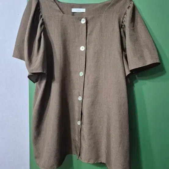 [BUNJANG] Brown Linen Blouse / 브라운 린넨 블라우스