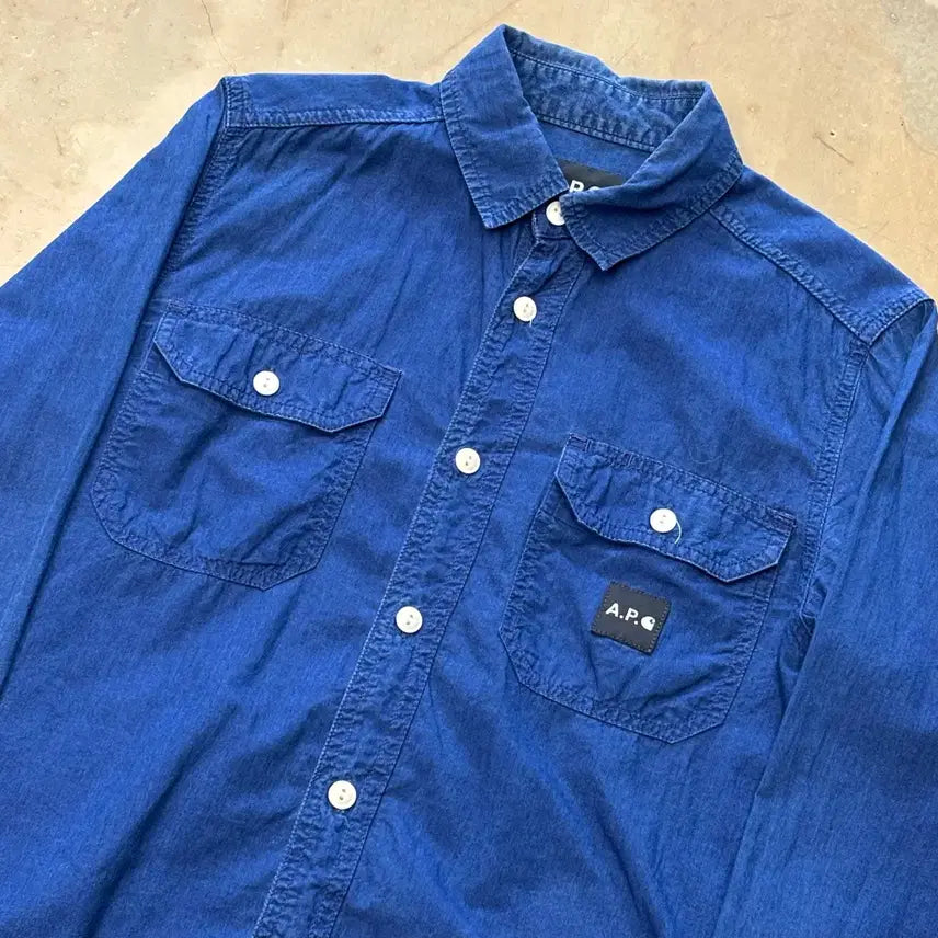 [BUNJANG] A.P.C. x Carhartt Two Pocket Navy Shirt / XS 아페세x칼하트 투포켓 네이비 셔츠