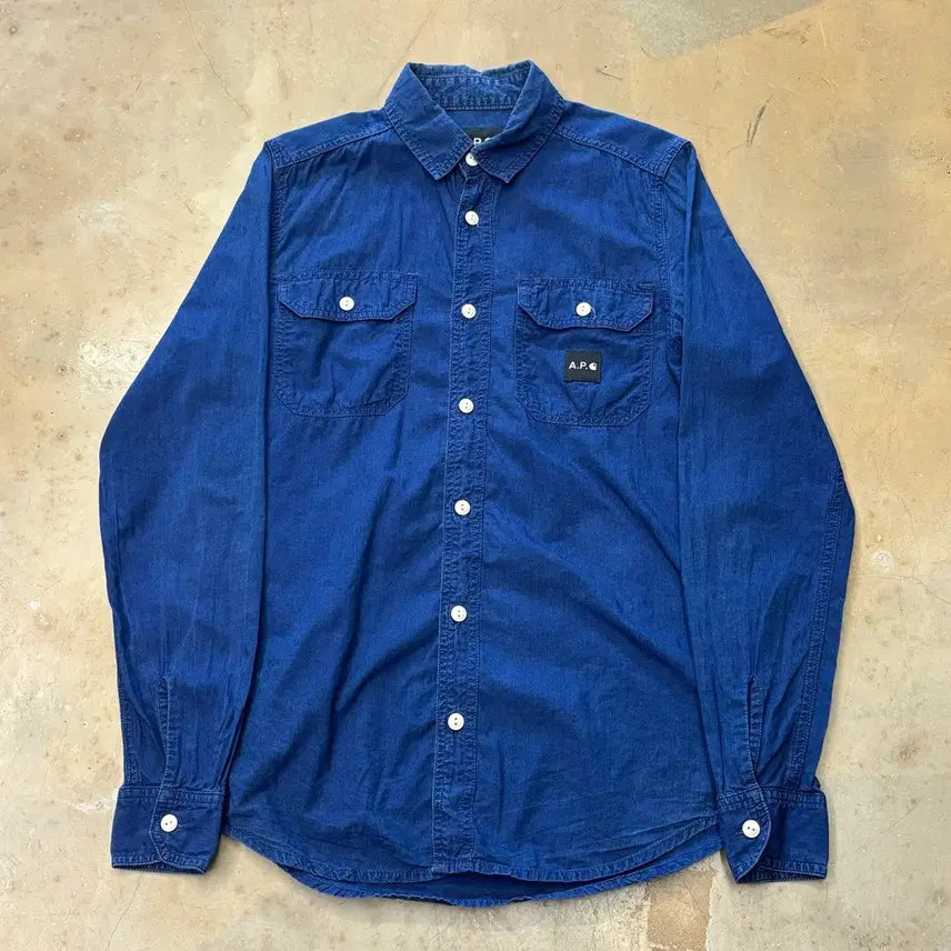 [BUNJANG] A.P.C. x Carhartt Two Pocket Navy Shirt / XS 아페세x칼하트 투포켓 네이비 셔츠