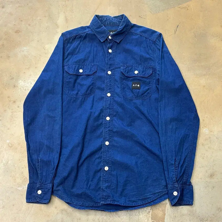 [BUNJANG] A.P.C. x Carhartt Two Pocket Navy Shirt / XS 아페세x칼하트 투포켓 네이비 셔츠