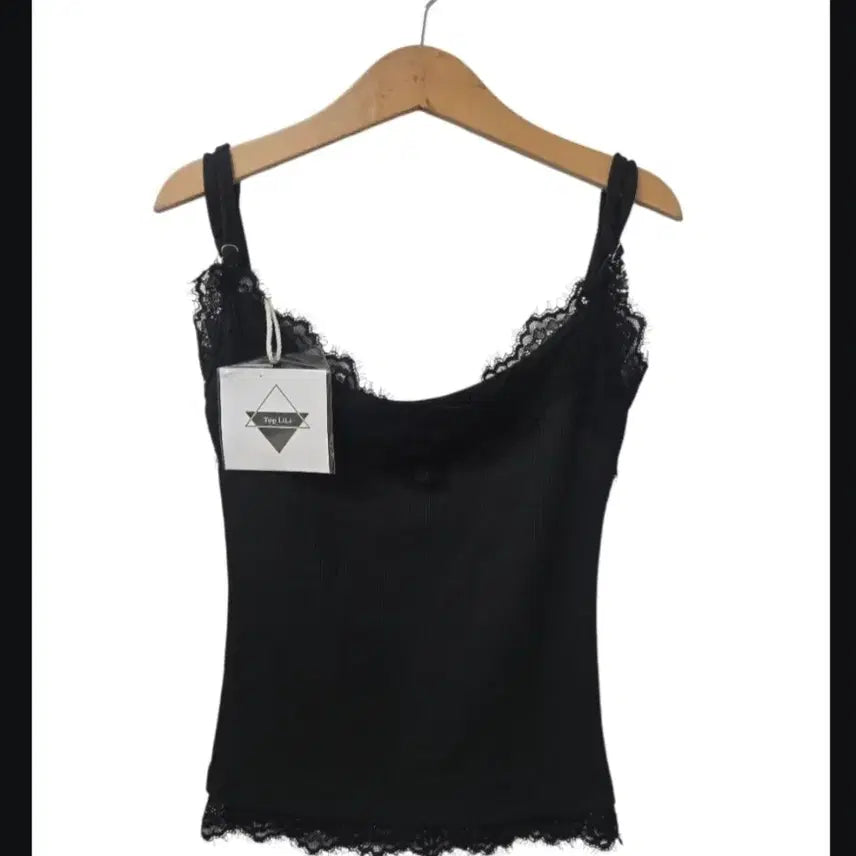 [BUNJANG] Black Lace Sleeveless Top / 블랙 레이스 끈나시 슬리브리스