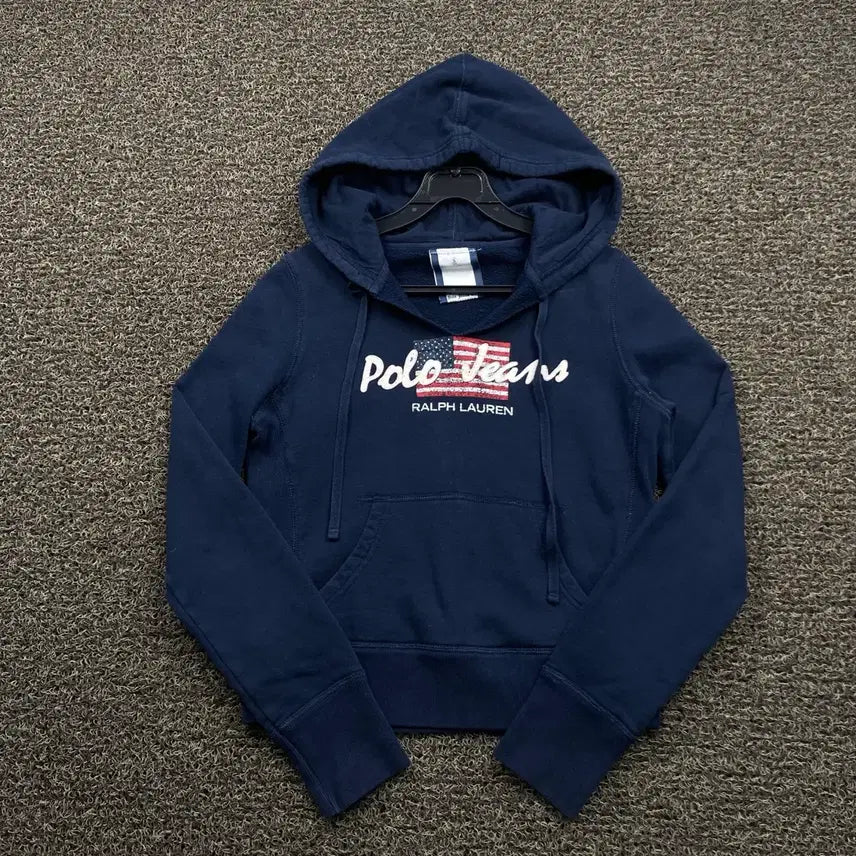 [BUNJANG] Polo Jeans American Flag Navy Hoodie / 폴로 진스 성조기 네이비 후드티